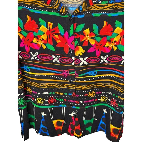 Vtg Peter Popovitch Women’s Large Short Sleeve Button Down Shirt Multicolor 90s - Picture 3 of 5